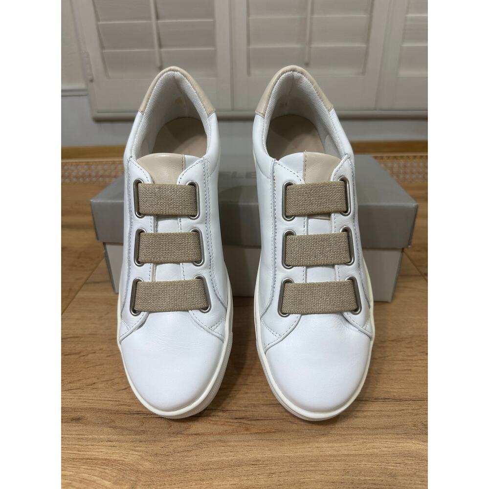 Flexx Sneak Easy Sneaker Kino Leather White Beige Size 7.5 NIB Slip On Style - Picture 5 of 15